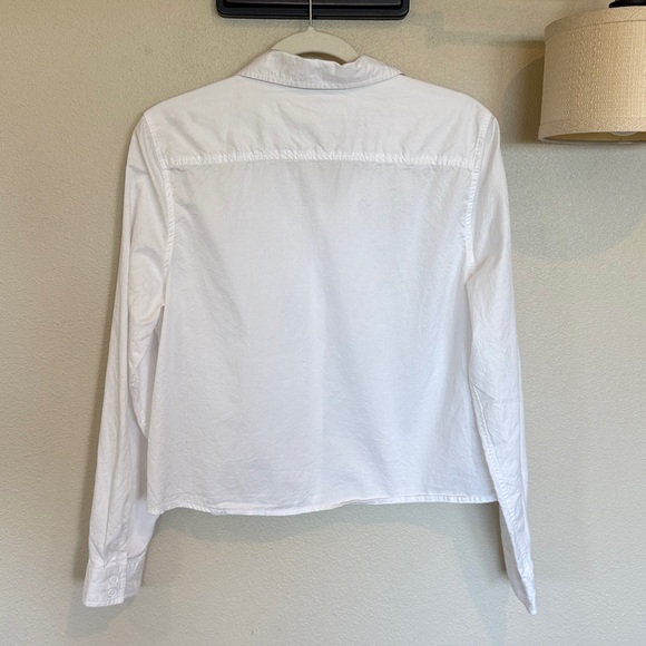 Garnet Hill Organic-Pima-Cotton Cropped Button-Down Shirt size 10 - Picture 9 of 9